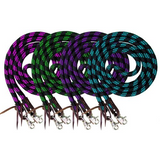 Showman ® 8ft braided nylon barrel reins with scissor snap end - Country Scene Saddlery and Pet Supplies