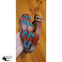 New! Showman ® 8Ft Leather Braided Rein With Colored Lacing.