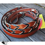 Showman ® 8ft leather braided rein with colored lacing. - Country Scene Saddlery and Pet Supplies