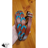Showman ® 8ft leather braided rein with colored lacing. - Country Scene Saddlery and Pet Supplies