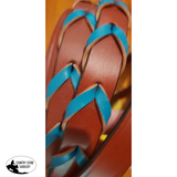 Showman ® 8ft leather braided rein with colored lacing. - Country Scene Saddlery and Pet Supplies