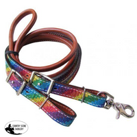 New! Showman ® 8Ft Rainbow Glitter Leather Contest Reins.