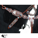 New! Showman ® Alligator Print One Ear Headstall And Breast Collar Set.