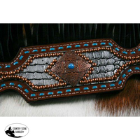 New! Showman ® Alligator Print One Ear Headstall And Breast Collar Set.
