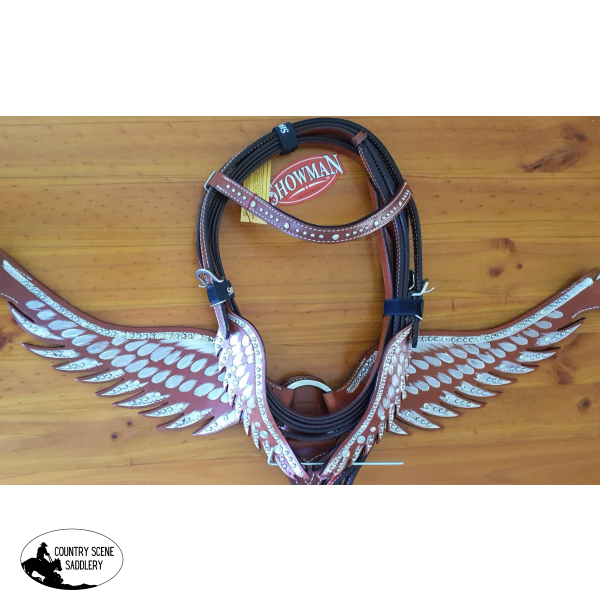 New ! ~ Showman ® Angel Wing Headstall And Breast Collar Set.