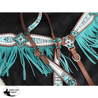 New! Showman ® Arctic Aztec Headstall And Breast Collar Set.