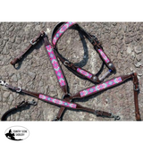 Showman® Argentina Cow Leather 3 Piece Headstall and breast collar set with navajo beaded inlay. - Country Scene Saddlery and Pet Supplies