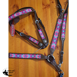 Showman® Argentina Cow Leather 3 Piece Headstall and breast collar set with navajo beaded inlay. - Country Scene Saddlery and Pet Supplies