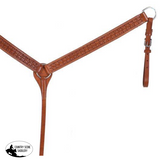 Showman ® Argentina cow leather breast collar with scalloped tooled design. - Country Scene Saddlery and Pet Supplies