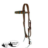 New! Showman ® Argentina Cow Leather Brow Band Headstall Teal