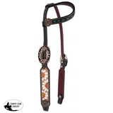 Showman ® Argentina cow leather brow band headstall with hand painted sunflowers. - Country Scene Saddlery and Pet Supplies