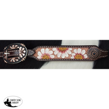 Showman ® Argentina cow leather brow band headstall with hand painted sunflowers. - Country Scene Saddlery and Pet Supplies