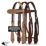 New! Showman ®Argentina Cow Leather Headstall With Basketweave And Floral Tooling.