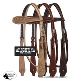 Showman ®Argentina Cow Leather Headstall with Basketweave and Floral Tooling. - Country Scene Saddlery and Pet Supplies