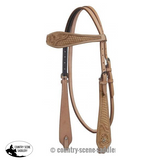 Showman ®Argentina Cow Leather Headstall with Basketweave and Floral Tooling. - Country Scene Saddlery and Pet Supplies