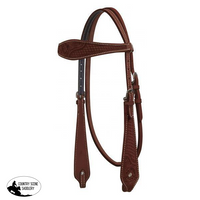 New! Showman ®Argentina Cow Leather Headstall With Basketweave And Floral Tooling. Med