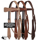 Showman ® Argentina Cow Leather Headstall with Basketweave Tooling. - Country Scene Saddlery and Pet Supplies