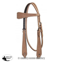 New! Showman ® Argentina Cow Leather Headstall With Basketweave Tooling. Light