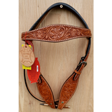 Showman ®Argentina Cow Leather Headstall with Floral Tooling. - Country Scene Saddlery and Pet Supplies