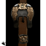 Showman ® Argentina Cow Leather One Ear Headstall with Copper Floral Overlayed Buckle - Country Scene Saddlery and Pet Supplies