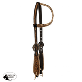 Showman ® Argentina Cow Leather One Ear Headstall with Silver Floral Overlayed Buckle - Country Scene Saddlery and Pet Supplies