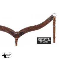 New! Showman ® Argentina Cow Leather Tooled Breast Collar.