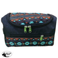 Showman ® Aztec Hanging Toiletry Bag - Black/Brown/Teal/Red Western Tack Sets