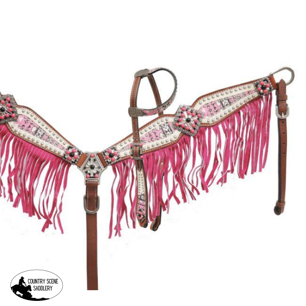 New! Showman ® Aztec Print Headstall And Breast Collar Set.