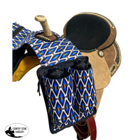 Showman ® Aztec Print Nylon Horn Bag - Blue/Org Saddle Pouches Sacks Bags