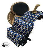 Showman ® Aztec Print Nylon Horn Bag - Blue/Org Saddle Pouches Sacks Bags