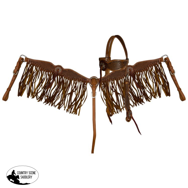 Showman ® Basketweave Fringe Browband Headstall And Breast Collar Set Tack Sets