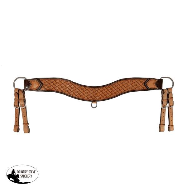 Showman ® Basketweave Tooled Light Oil Leather Tripping Collar. Horse Tack