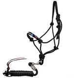 Showman® Beaded arrow black rope halter with lead rope. - Country Scene Saddlery and Pet Supplies