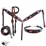 Showman ® Beaded Arrow design headstall and breastcollar 4 piece set. wither strap