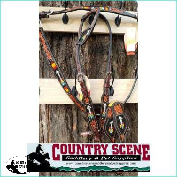 New! Showman ® Beaded Arrow Design 4 Piece Posted.* Wither Strap