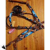 New! Showman ® Beaded Aztec 4 Piece Headstall And Breastcollar Set.