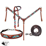 Showman ® Beaded Aztec 4 Piece Set. - Country Scene Saddlery and Pet Supplies