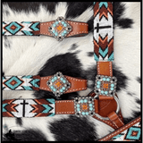 New! Showman ® Beaded Cross & Southwest Design 4 Piece Set. - Country Scene Saddlery and Pet Supplies