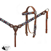 New! Showman ® Beaded Headstall And Breast Collar Set.