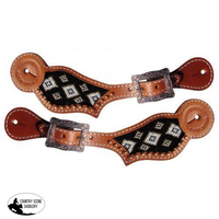 New! Showman ® Beaded Inlay Spur Straps. Filigree / Painted Print Straps