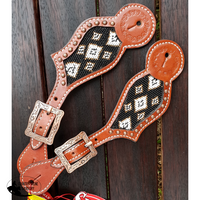 Showman ® Beaded Inlay Spur Straps. Filigree / Painted Print Straps