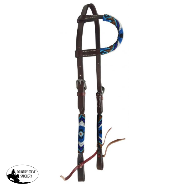 Showman ® Beaded One Ear Headstall With Southwest Design. Cruiser-Choc-Chip-Suede-Spotted-Hair
