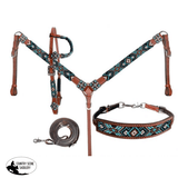 Showman ® Beaded Southwest Design 4 Piece Set. Western Bridle