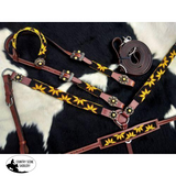 Showman ® Beaded Sunflower 4 Piece Headstall and Breastcollar Set. - Country Scene Saddlery and Pet Supplies