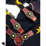 Showman ® Beaded Sunflower 4 Piece Headstall and Breastcollar Set. - Country Scene Saddlery and Pet Supplies