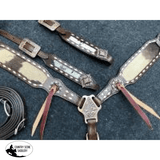 NEW! Showman ® Black & White hair on cowhide inlay Single Ear Headstall and Breast Collar Set. - Country Scene Saddlery and Pet Supplies