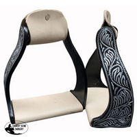 Showman ® Black Engraved Lightweight Twisted Angled Aluminum Stirrups. Stirrups