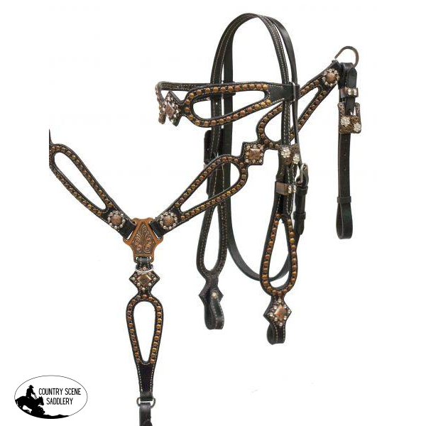 New! 12924X Showman ® Black Leather Headstall.