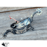 Showman ® Black Steel Spurs with Engraved Longhorn Overlay - Country Scene Saddlery and Pet Supplies