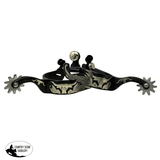 Showman ® Black Steel Spurs with Engraved Longhorn Overlay - Country Scene Saddlery and Pet Supplies